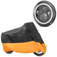 Set: LED Scheinwerfer 7" für Harley Davidson Street Glide / Special DRL Craftride schwarz + Abdeckplane Harley Street Glide / Special Craftride XXXL schwarz-orange_1