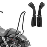 Set: Sissybar für Harley Dyna Street Bob / Low Rider S 09-17 Craftride Tampa + Sozius Fussrasten Set mit Halter für Harley Dyna Street Bob 06-17 BL1 schwarz Craftride_1