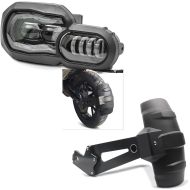 Set: LED Headlight QL2 compatible with BMW F 650 GS 08-12 ECE Lumitecs with Rear Mudguard HG7