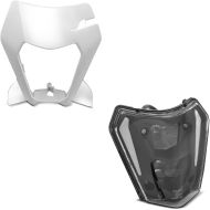 Set: Headlight mask compatible with KTM 690 Enduro / R 19-24 Xdure PQ6 white with LED Headlight ECE DRL SW1