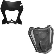 Set: Headlight mask compatible with KTM 690 Enduro / R 19-24 Xdure PQ6 blk with LED Headlight ECE DRL SW1