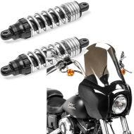 Set: Shock Absorber rear 12" (305mm) fits for Harley Davidson Dyna 1991-2017 Chrome Craftride + Fairing fits for Harley Davidson Dyna Low Rider / Street Bob Craftride MG5 with windshield black-light smoke
