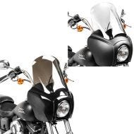 Set: Fairing MG5 fits for Harley Davidson Dyna Low Rider, Street Bob black matt-clear Craftride + Fairing fits for Harley Davidson Dyna Low Rider / Street Bob Craftride MG5 with windshield black-light smoke