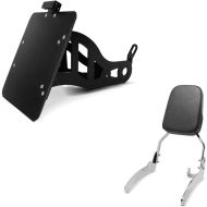Set: Side Mount license plate holder blk with Sissy bar compatible with Yamaha XV 535 Virago 88-03 Craftride chrome