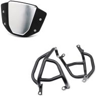 Set: alu Windscreen / Fly Screen compatible with Honda CB 650 R 19-24 CW14 blk with Engine Guard / Crash Bar CL8