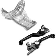 Set: Skid Plate Protection compatible with KTM EXC 300 250 14-16 with Set Brake with Clutch Lever Folding Flex blk
