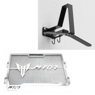 Set: Radiator Cover compatible with Yamaha MT-07 13-24 KG1 Zaddox with Motorcycle Wardrobe XGP WH2 Helmet rack wall mount blk