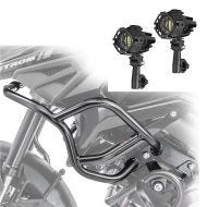 Set: LED Auxiliary Spot Light S22X + Fairing Crash bar compatible with Suzuki V-Strom 1050 / XT 20-24