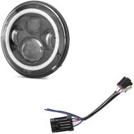 Set: LED Headlight high beam 7" Inch fits for Harley Davidson + Adapter H4-H13