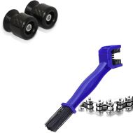 Set: Swing arm protectors M6-8 carbon + chain cleaning brush blue