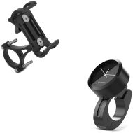 Set: smartphone holder SH5 for handlebar mobile phone Alu mount + handlebar clock analog LK1