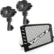 Set: LED Auxiliary Spot Light S22X fog light + Radiator Cover compatible with Kawasaki Vulcan S / Café 15-19 KG1