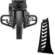 Set: Engine Guard Mustache fits for Harley Davidson Softail Street Bob / Standard 18-24 Craftride black + Belly pan fits for Harley Davidson Softail 18-24 Radiator Cover Chin Spoiler CV6 black matt