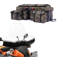 Set: ATV Cargo Bag QB2 Rear Tail Bag Top Box camouflage Bagtecs with Windshield for Quad ATV Windscreen univ. XLM