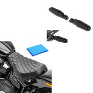 Set: Rider footpegs fits for Harley Davidson Softail 18-24 Craftride ST6 black + Solo Seat Gel fits for Harley Davidson Softail Street Bob / Standard 18-24 Craftride DS4