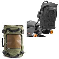 Set: Sissy bar bag for cruisers duffle tail bag DB4 Craftride with Motorcycle Backpack Canvas Vintage VG6 28L green