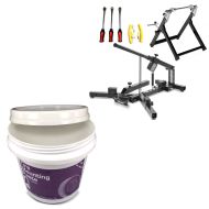 Mounting paste for motorcycle tires + tire mounting device set