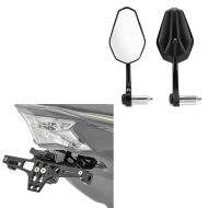 License plate holder compatible with Motocross, Enduro + handlebar end mirror
