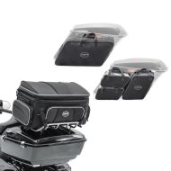 Set: Motorcycle Tail bag Craftride TT1 Rack bag for luggage rack 73Ltr black + Pannier Liner Inner bags compatible with Harley Davidson Touring 08-24 Craftride HT4