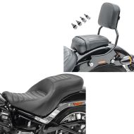 Set: 2-Up Seat compatible with Harley Davidson Softail Street Bob 18-24 Craftride TR2 Two-Up Comcompatible witht + Sissy bar compatible with Harley Davidson Softail 18-24 Craftride R1 with Docking Kit black