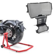 One-arm stand Paddock Stand Single-Classic red + radiator cover compatible with Ducati Hypermotard 950 / SP 19-24