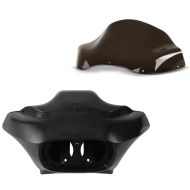 Set: Windshield compatible with Harley Davidson Road Glide / Custom 98-13 Wave 13" dark smoke Craftride + Front Fairing Inner and Outer compatible with Harley Davidson Road Glide/ Custom 98-13 Craftride matt black
