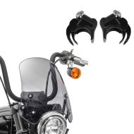 Set: Windscreen motorcycle Craftride DP2043 + Windshield Clamps 49mm compatible with Harley Davidson 05-24 Windscreens black Craftride