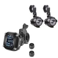 Set Motorcycle LED Auxiliary Headlights with Crash Bar Holder Lumitecs MS1 + Tyre Pressure Monitoring System TPMS with Temperature Gauge Tourtecs Tyre Pressure Monitor Digital