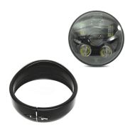 Headlight LED with Trim Ring 5,75" compatible with Harley Davidson Craftride black