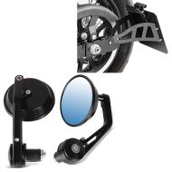 Side Mount license plate holder compatible with Yamaha XVS 650-1100 Drag Star + Handlebar Rear View Mirror Round Handlebar Mirror in