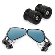 Rear View Mirror compatible with Yamaha MT-125/MT-10/MT-09/MT-07 LS6 + Swing arm protectors - Paddock stand bobbins M6-8 carbon
