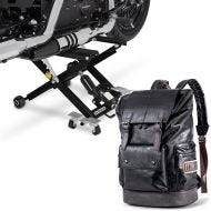 Set: Motorbike Scissor Lift Mid-lift XL 500kg in blk ConStands with Motorcycle Backpack RL3 Tail bag Vintage 24Ltr blk