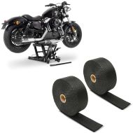 Set: Scissor Lift Mid-lift L 680kg blk ConStands with Exhaust wrap for motorbike 15m Heat shield tape blk