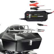 Set: Topcase Missouri 43Ltr for Chopper blk Craftride with Motorcycle battery charger BC2 Fully automatic 12V / 1,500mA