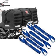 Set: Motorbike Tail Bag SX70 Rear Seat Bag 70Ltr waterproof in blk Bagtecs with Lashing strap, 6pcs mega pack blue