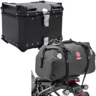 Set: Motorcycle Alu top box XB55 top Case 55Ls blk Bagtecs with Motorcycle tail bag XF60 Waterproof Rear Seat Volume 60l