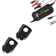 Set: Handlebar riser 40mm Alu for Handlebars Ø 22mm 7/8" blk Tourtecs with Motorcycle battery charger BC2 12V / 1,500mA