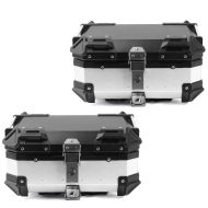 Set 2x Motorcycle Aluminium top box Bagtecs XB28 top Case 28 Liters silver