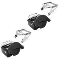 2x Set: Topcase fits for Harley Davidson Touring 97-13 Craftride Large with luggage grill black + Topcase Mounting Rack TP 2-Up Detachable fits for Harley Davidson Touring 97-08 chrome Craftride