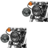 2x LED Headlight with Headlight Grill Cover 5.75" Inch fits for Harley Davidson Sportster 04-20 Craftride