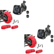 ConStands 2x Set: Motorbike Tyre Warmers Set Snaefell ConStands 30-99°C digital for front and rear wheel red + Tyre pressure monitoring system RDKS with temperature gauge Tourtecs tyre pressure gauge digital