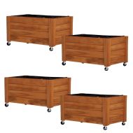 Set of 4 plant pots on wheels Divit FC58 raised bed planters made of wood 78 x 52 x 40.5 cm