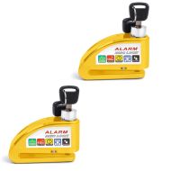 2x Alarm Brake Disc Lock 110dB Tourtecs Theft protection motorbike yellow