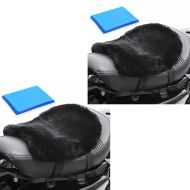 2x Motorcycle lambskin seat cushion with gel pad Tourtecs LG14 comfort cushion 32 x 27 cm