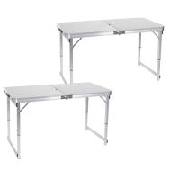 2 x Camping table foldable aluminum Vanit folding table portable height adjustable ME57 silver NEW