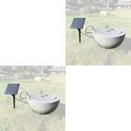 2x Solar fountain garden resin stone bowl Ø 26 cm Divit RI58 grey