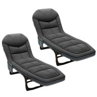 2x Folding deck chair Divit GI20 garden lounger sun lounger padded 200 x 64 x 30 cm black