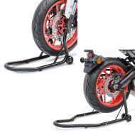 Set: Montageständer Vorderrad Fork ständer mit Dornaufnahme schwarz + Hinterrad Montageständer Classic Universal schwarz_1