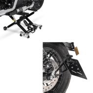 Set: Hebebühne Mid-Lift XL heber bis 500kg in schwarz + Seitlicher Kennzeichenhalter M für Harley Sportster 04-20_1