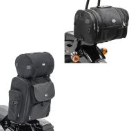 Set: Sissy Bar Bag SXL Rear tail bag with Roll Bag in + Tail Bag RB1 Roll Bag 24-30Ltr for chopper cruiser and custombikes